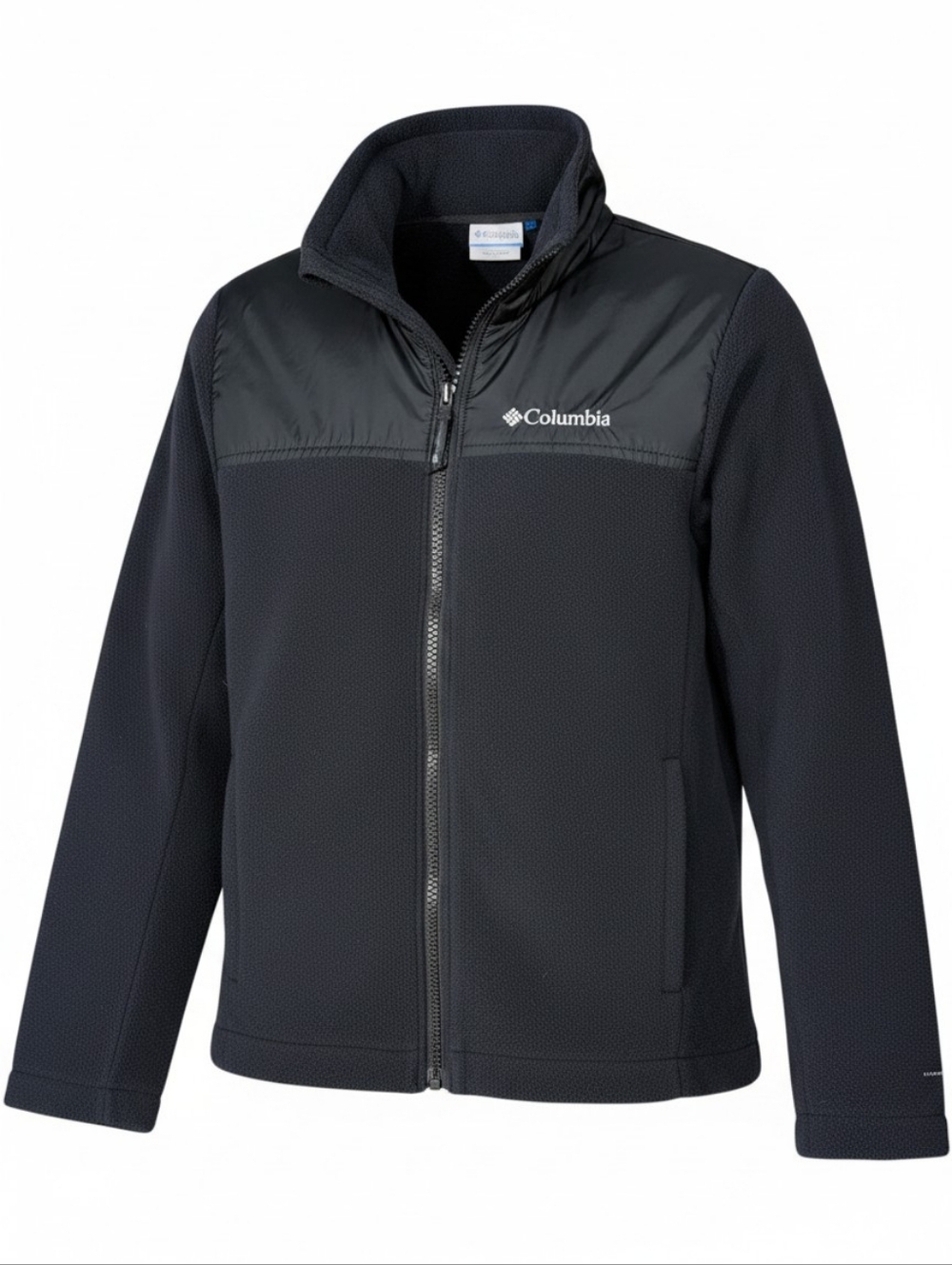 Columbia Kids Full Zip Fleece Jacket - Black - Nylon Overlay - Size Small